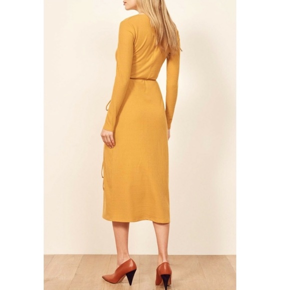 Reformation Celine wrap sweater dress ochre - Picture 6 of 8